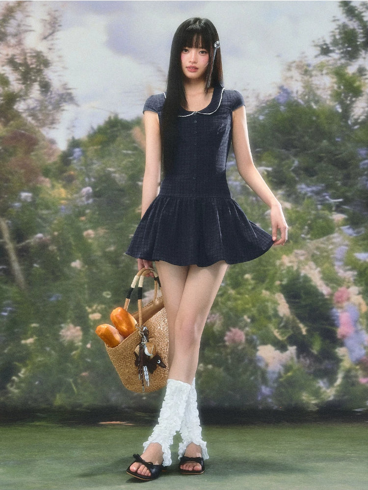 Plaid Collar A-Line Dress