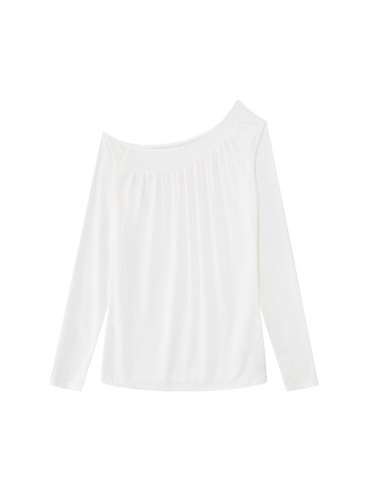 Asymmetrical Draped Lyocell Tee