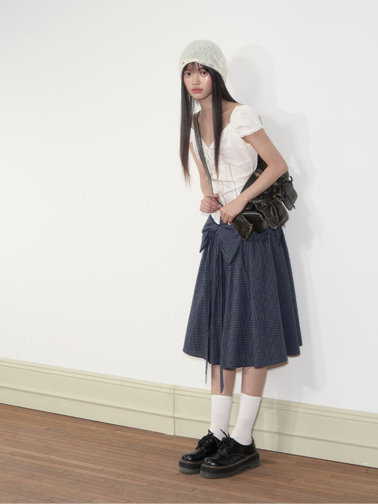 Lapel Waist-Cinching Lace Elastic Shirt