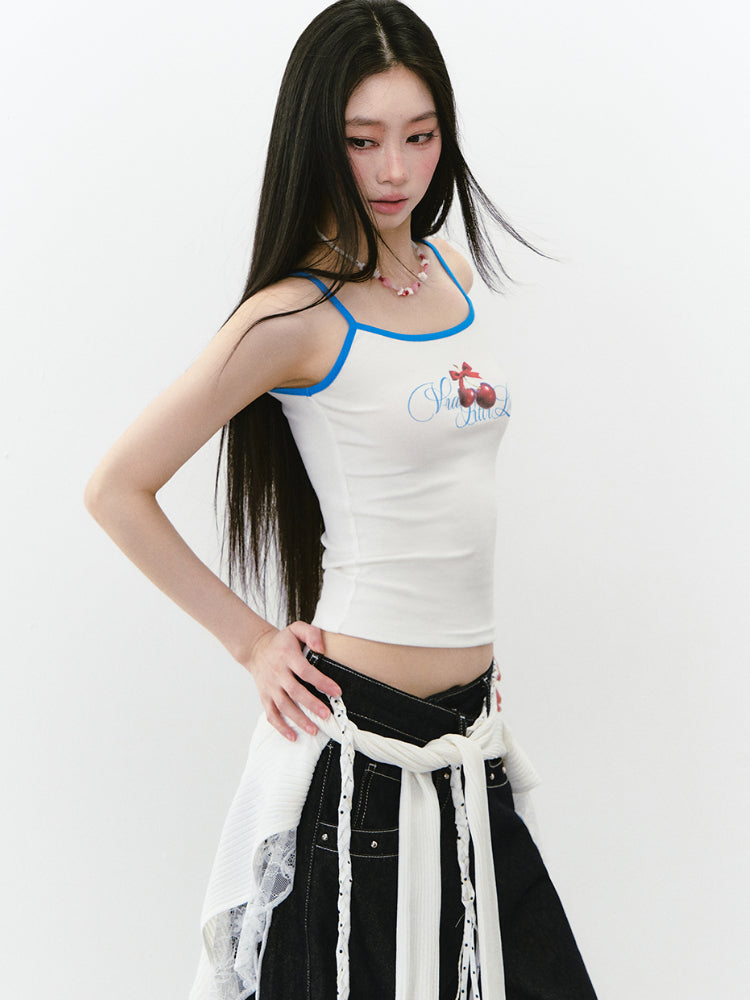 Colorblock Letter Print Cami Top