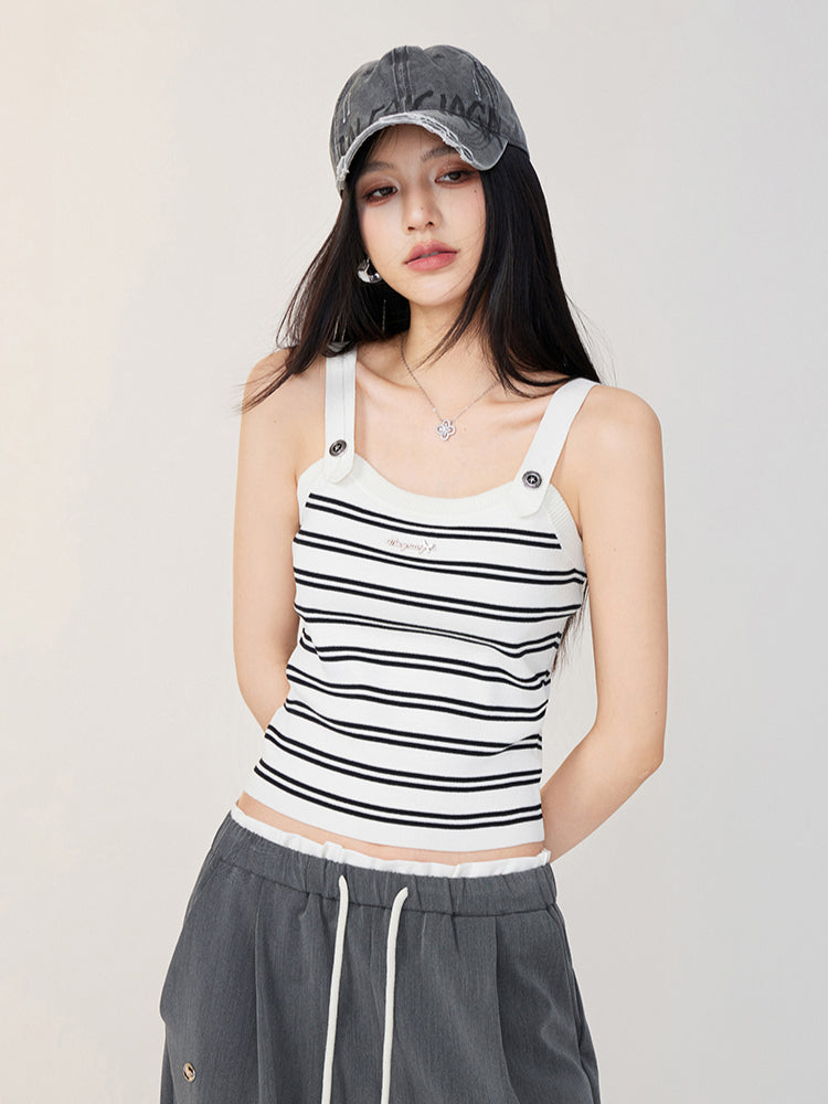 Color-Blocked Striped Knit Vest