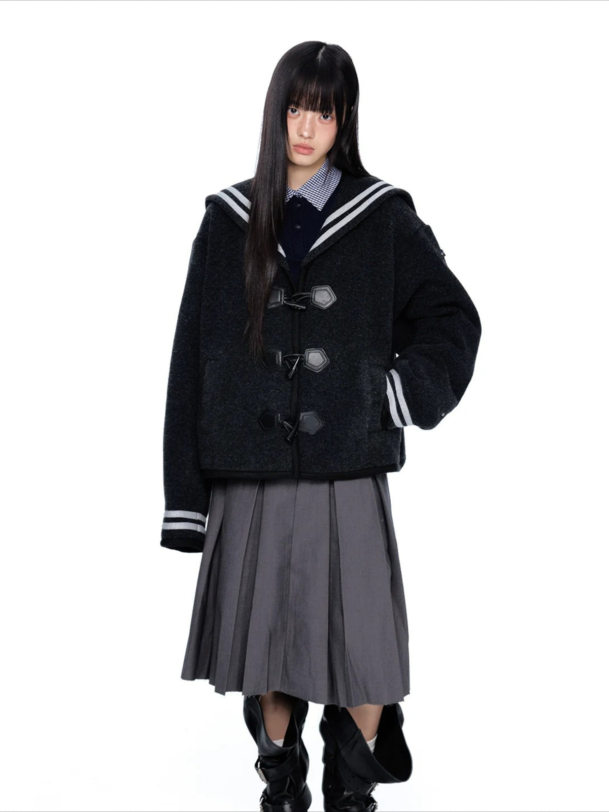 Navy Collar Toggle Jacket