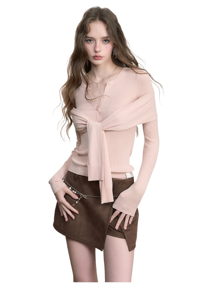 Dual-Wear Draped Knit Blouse