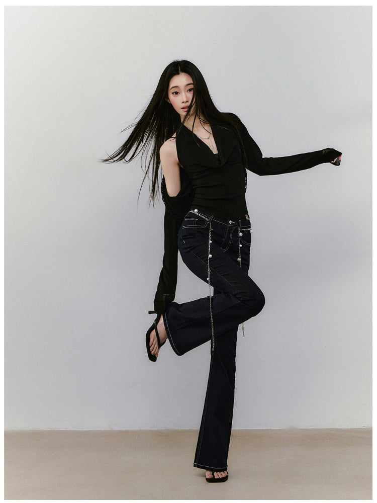 Heavy-duty Knitted Draped Neck Tank Top Set