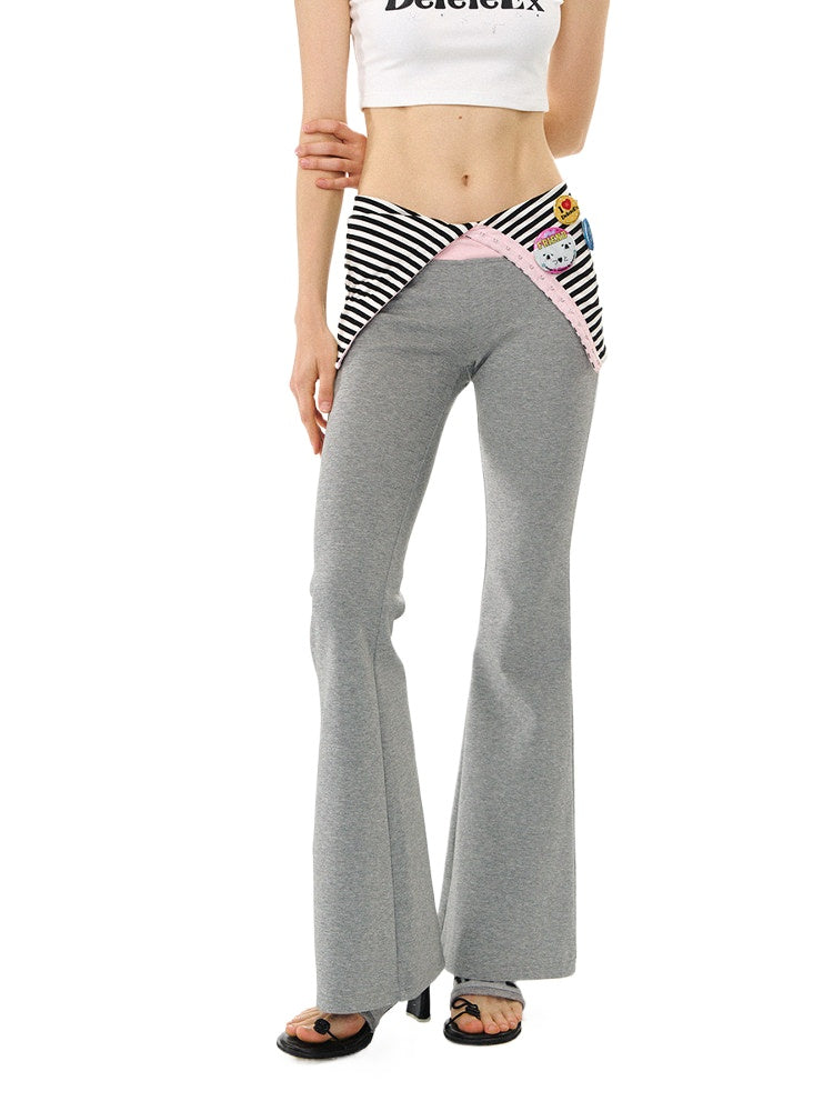 DeD-moji Foldover Flared Knit Yoga Pants