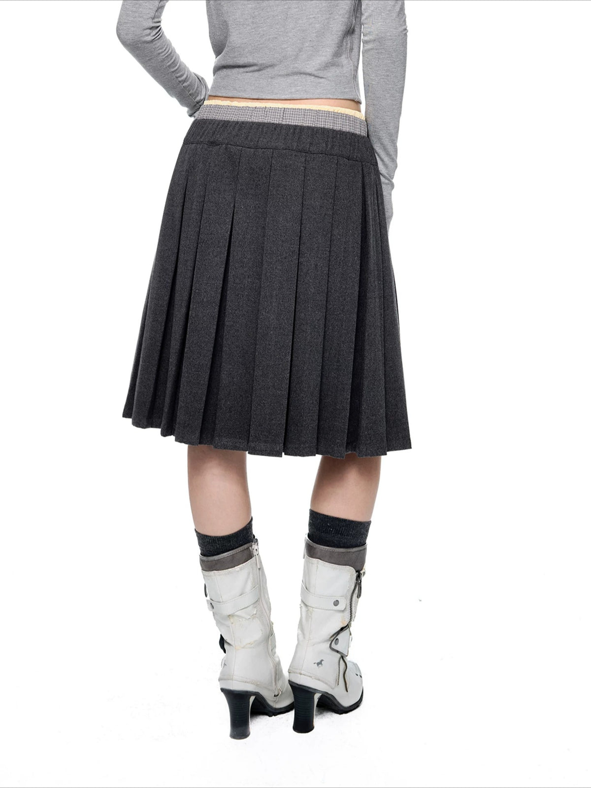 Plaid Pleated A-Line Skirt