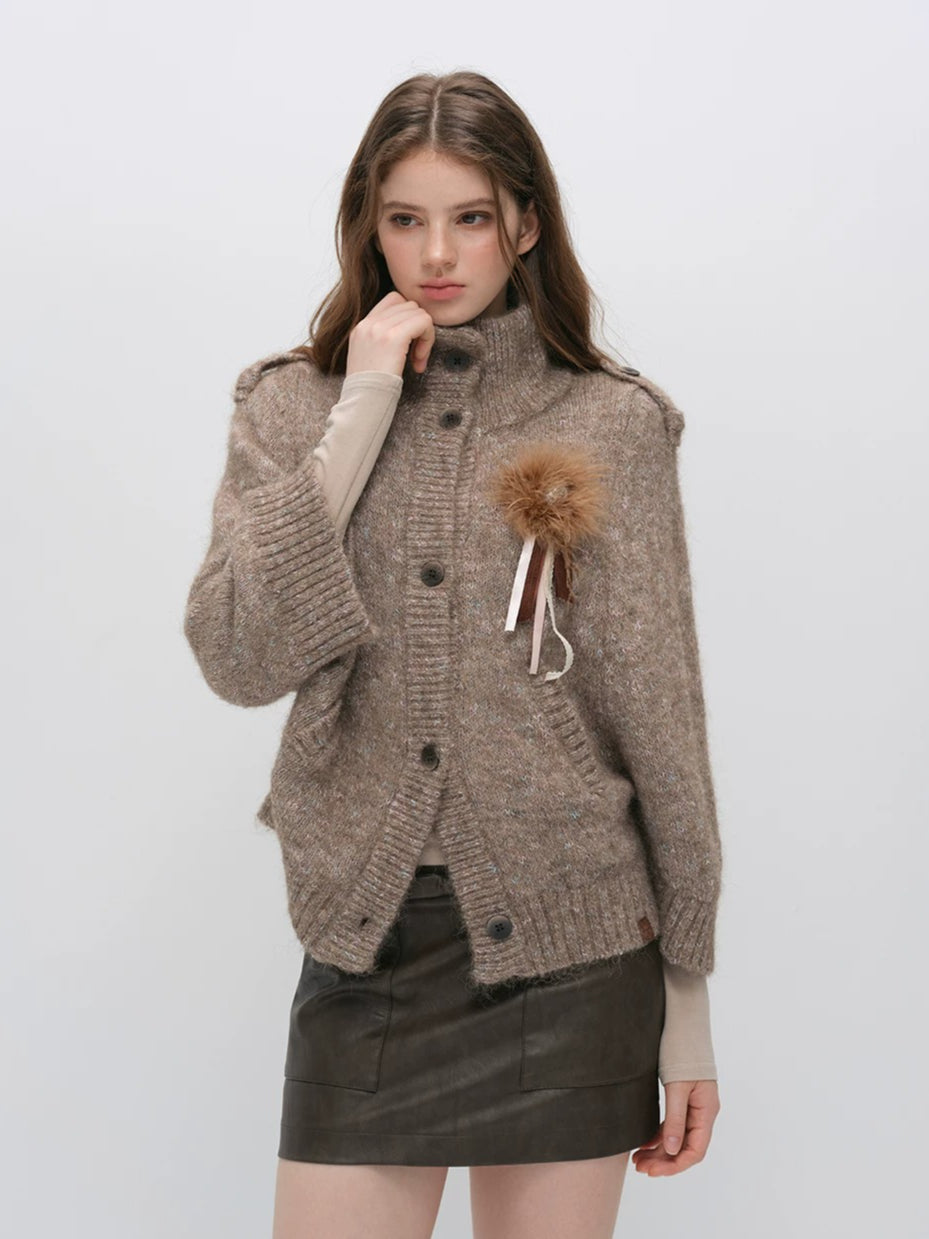 Vintage Mandarin-Collar Cardigan
