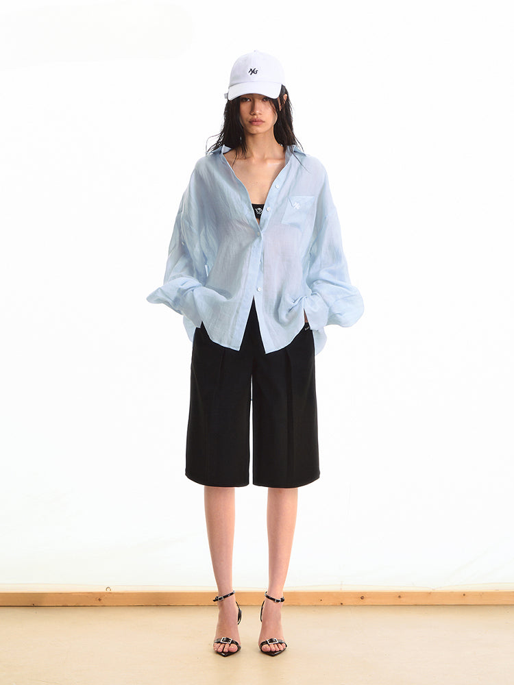 Black Low-Waist Bermuda Shorts