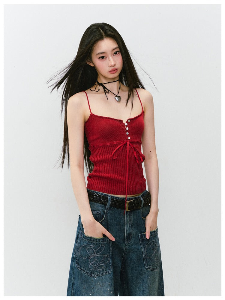 Button Lyocell Knit Tank Top