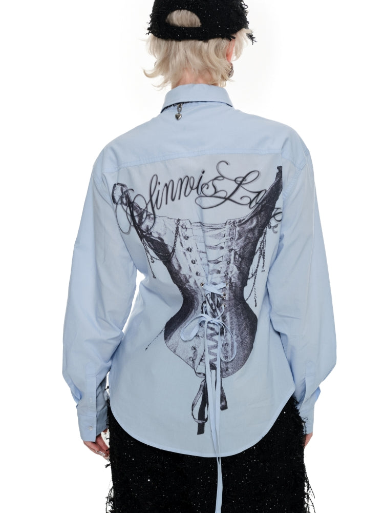 Black & Blue Tie Print Slim Fit Shirt