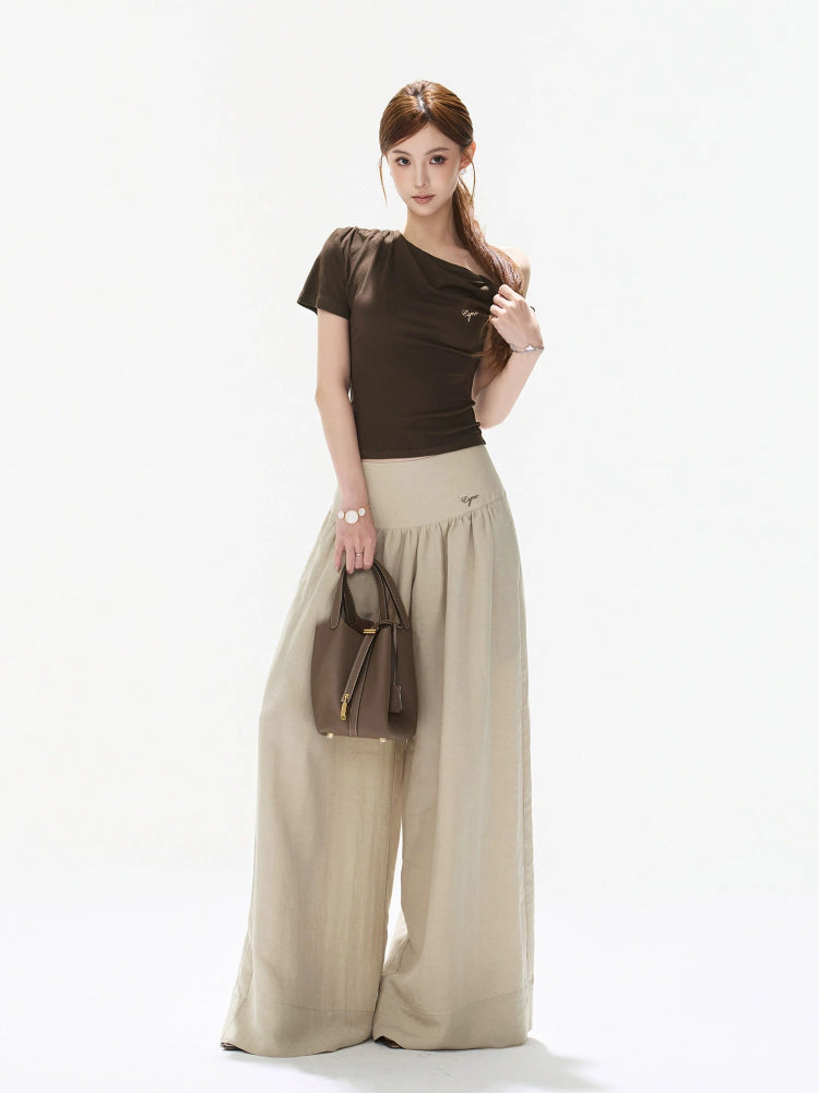 Ruched One-Shoulder Knit Top