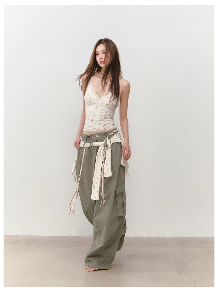 Printed Lace Trimmed Camisole