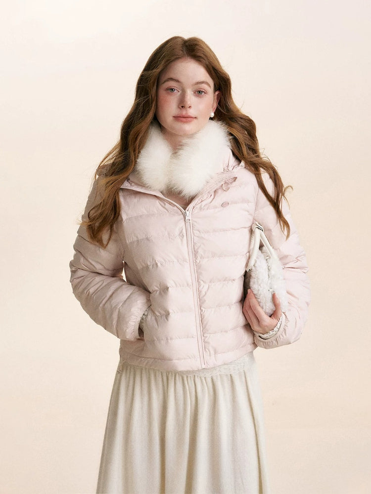 Hooded Ribbed Down Jacket