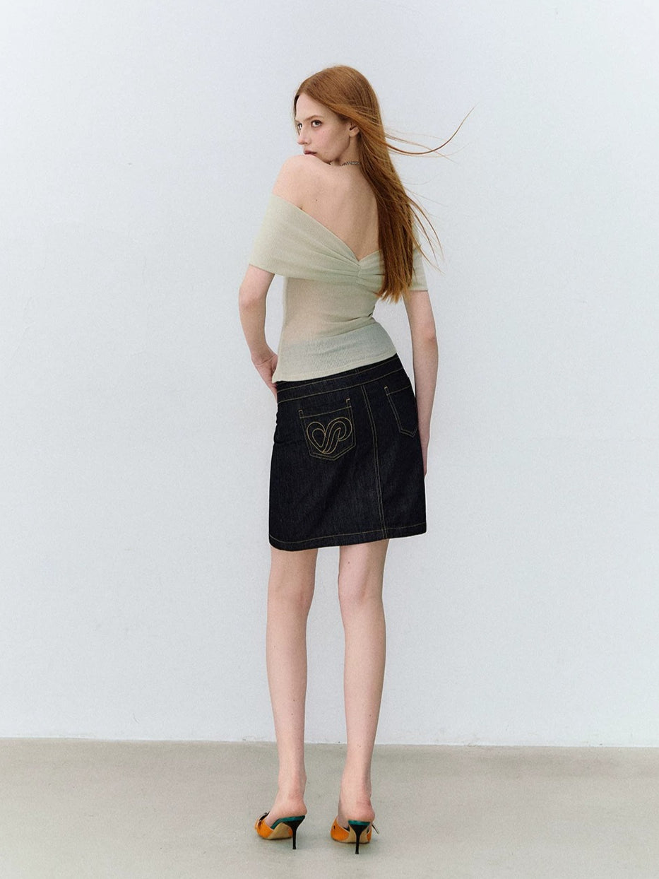 Twist Bardot Ribbed T-Shirt