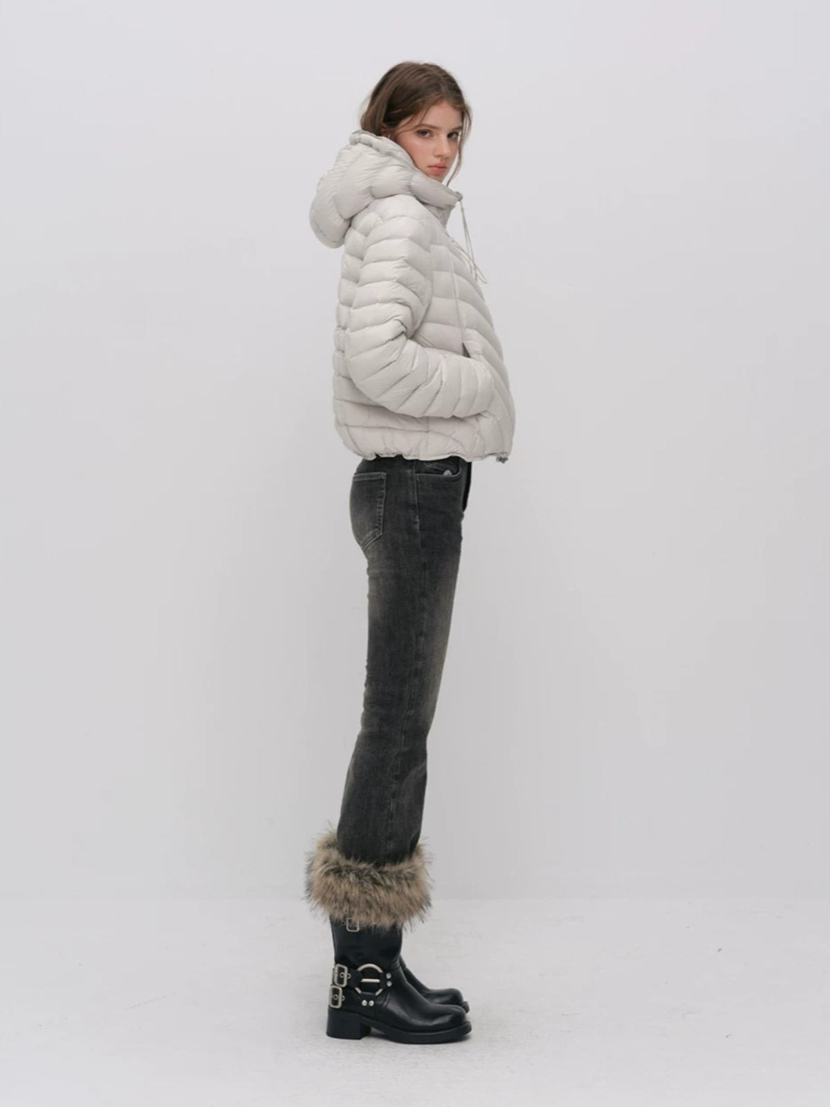 Vintage Washed Cotton Flare Jeans