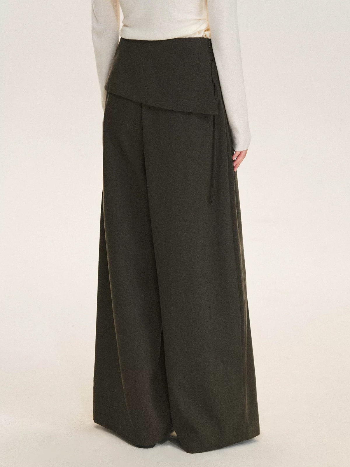 Layered Tie Waist Barrel Trousers