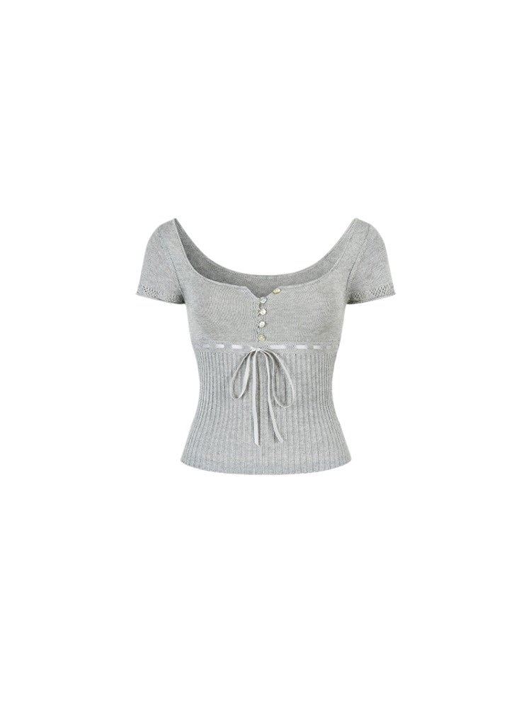 Bowknot Lyocell Knit T-shirt