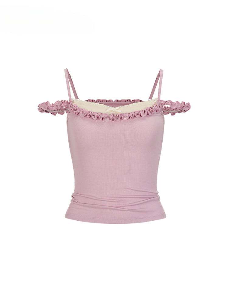 Pleated Faux Two-Piece Color-Block Vest