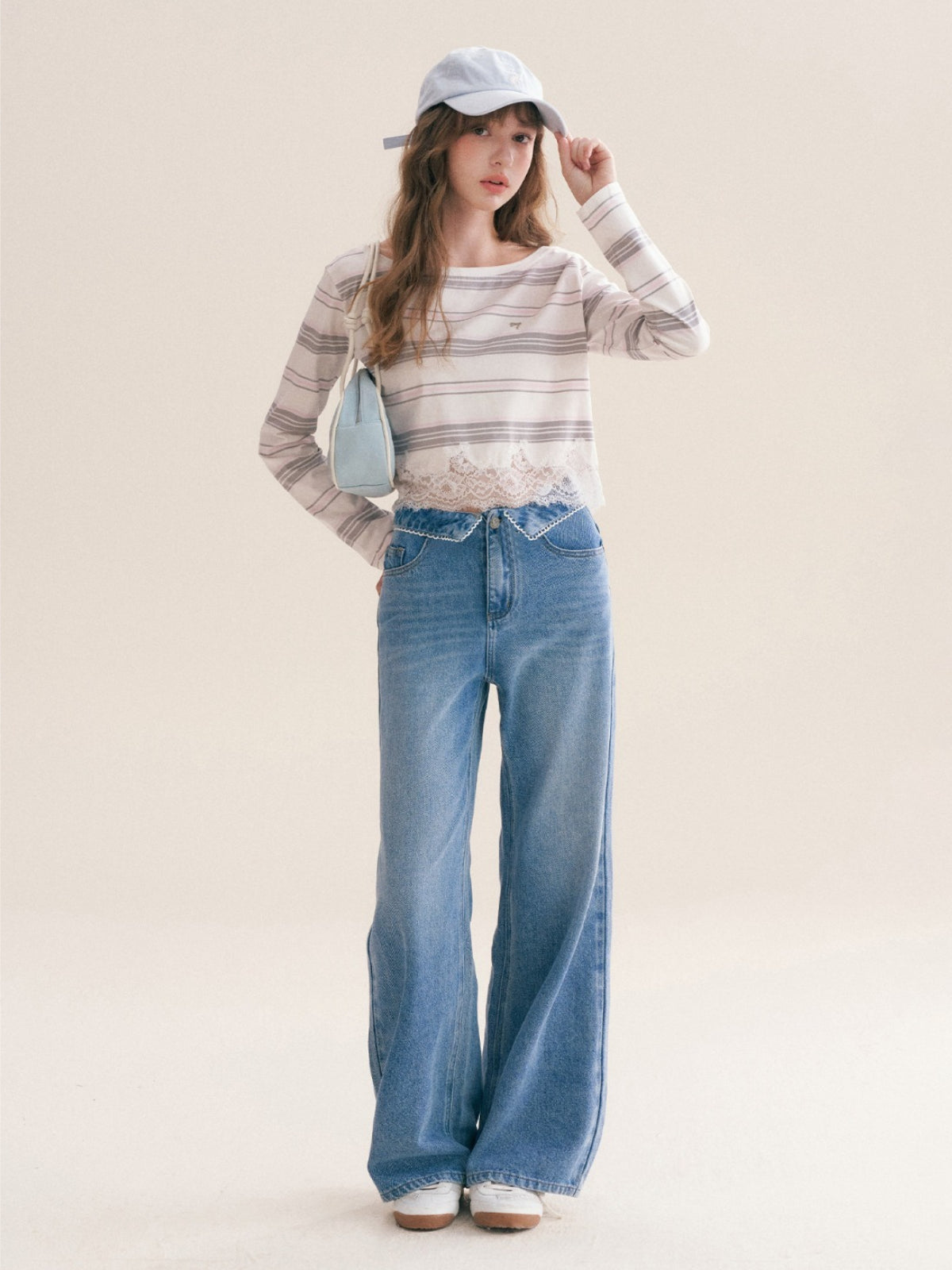 French Lace Wide Leg Jeans