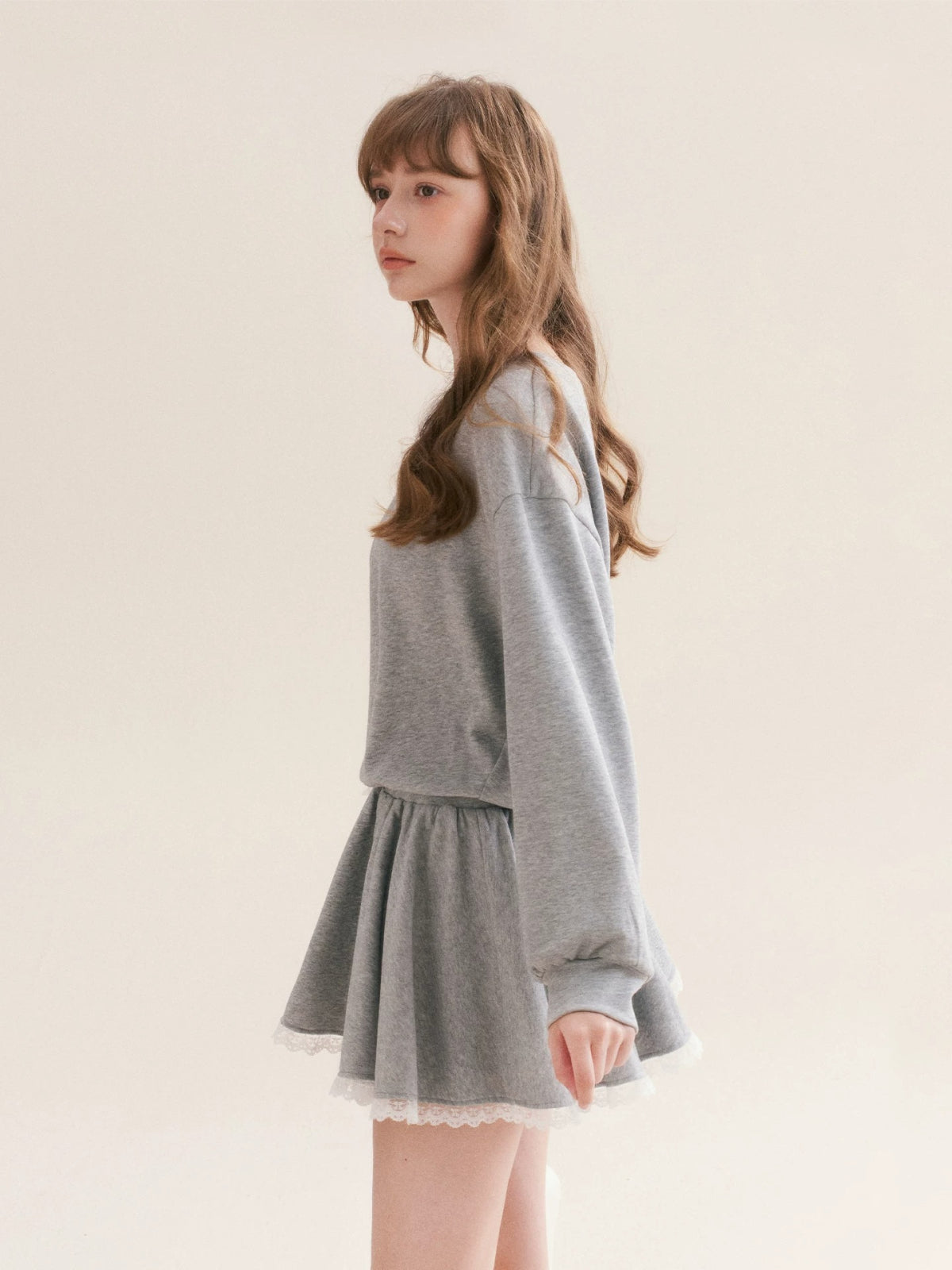 Lace Trim Sweatshirt Dress
