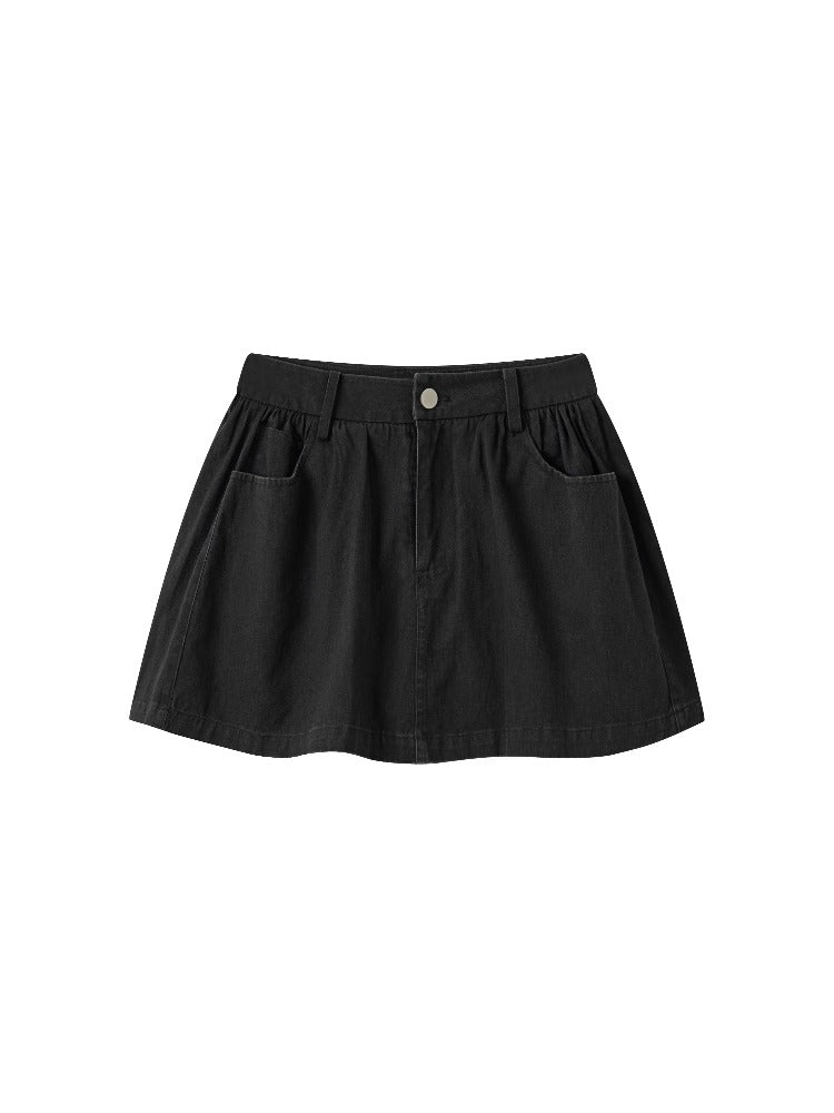 Black Vintage Pleated Mini Skirt