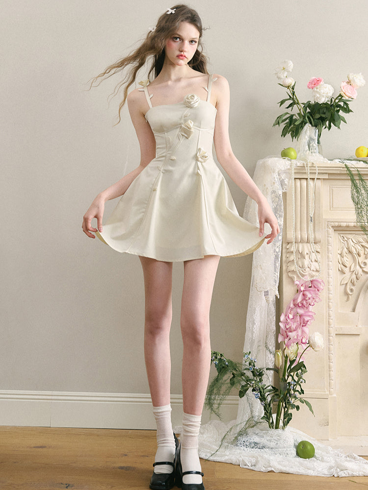 Black & White Floral Strapless Cami Dress