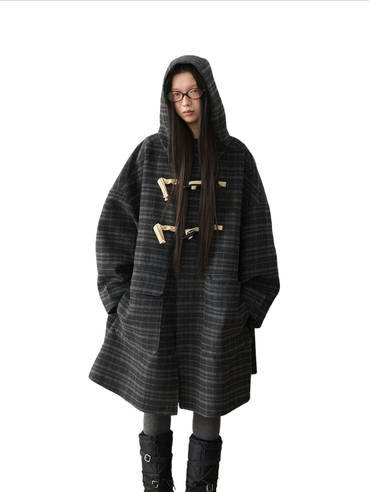 Wool Blend Hooded Duffle Coat