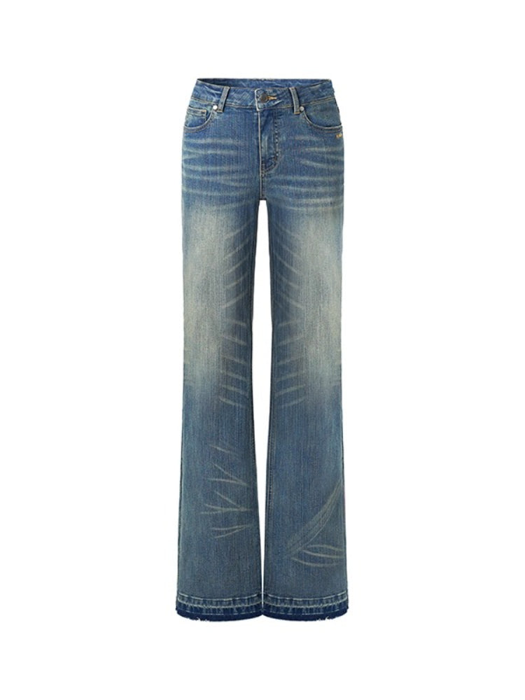 "Savanna Series" Plains Washed Denim Straight-Leg Jeans