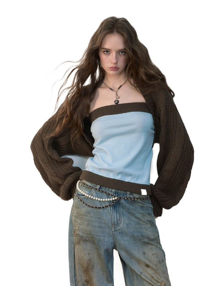 Colorblock Wool Bustier Set