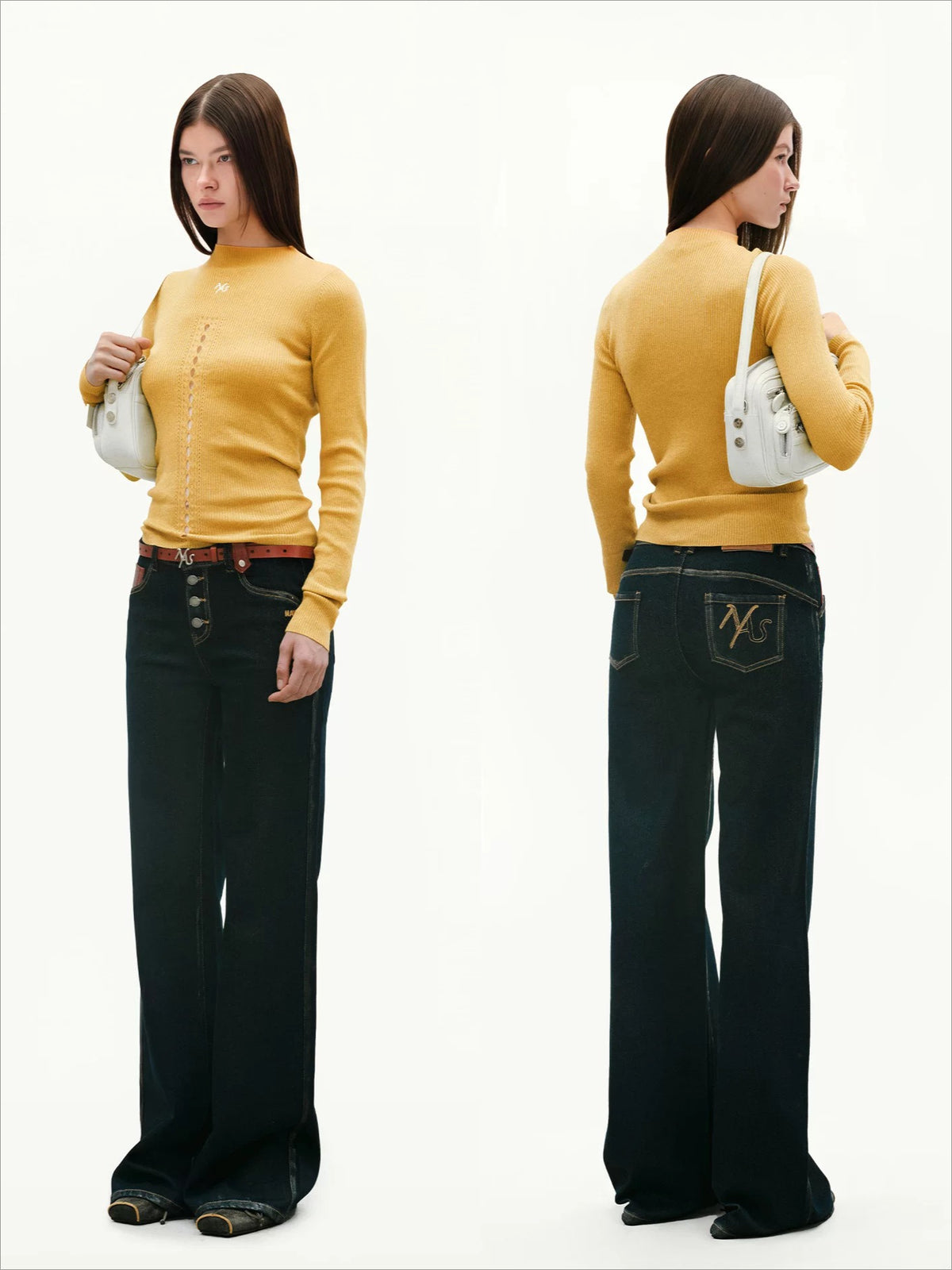 Ballet Cutout Ribbed Knit Top