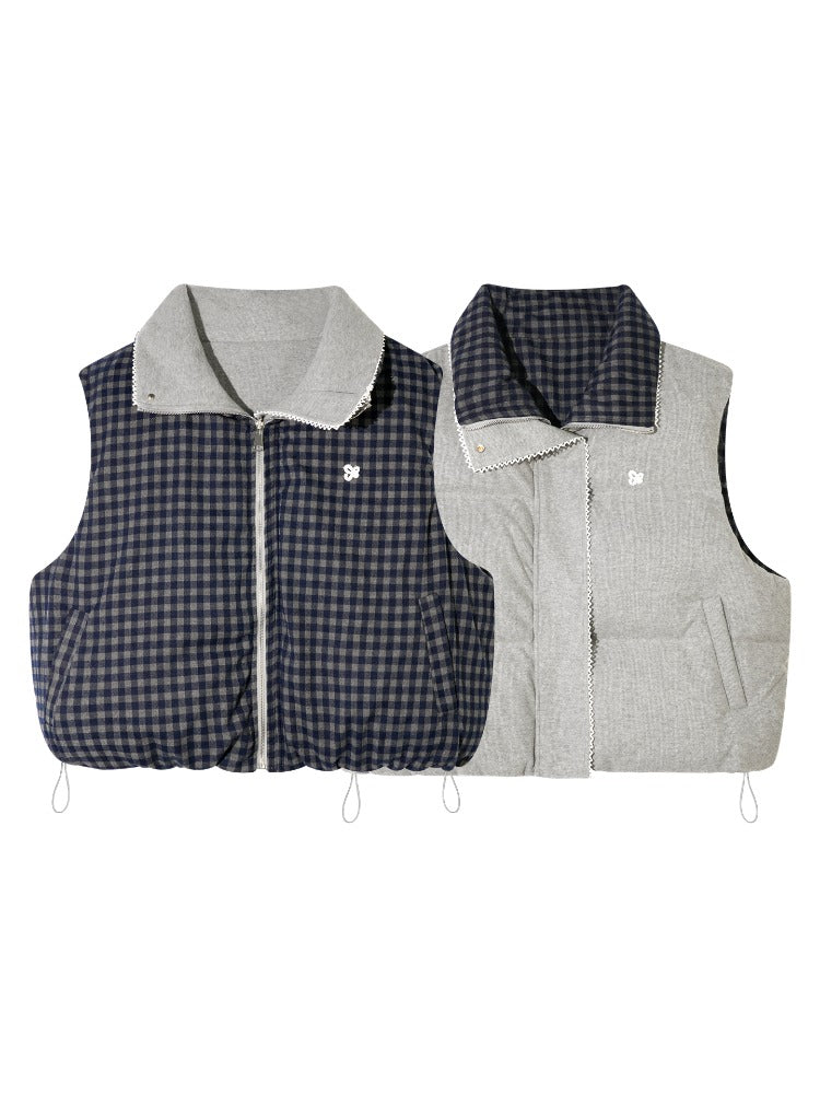 Reversible Check Lace Vest