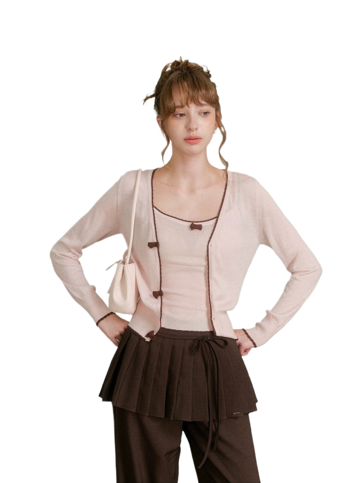 Bow Trim Knit Set