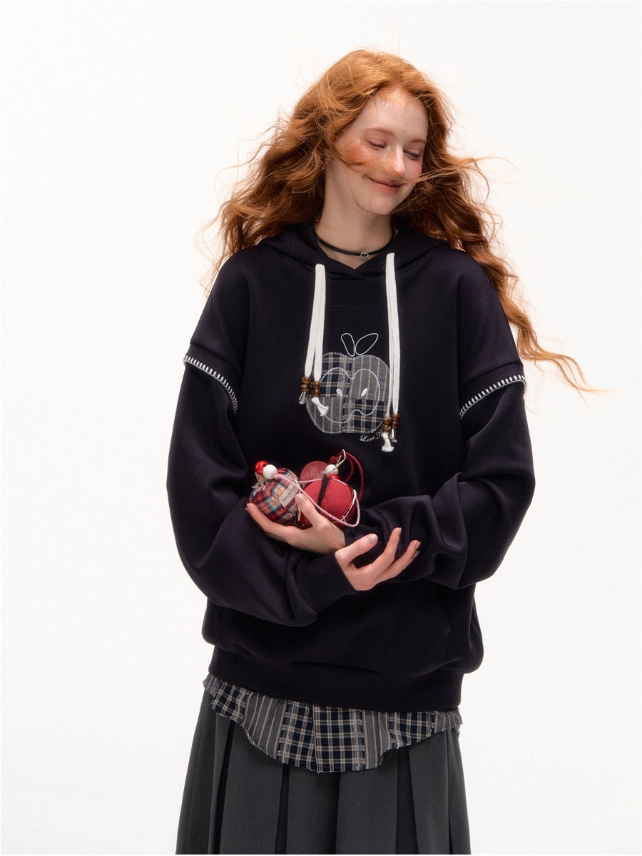 Apple Patch Two-Piece Layered Hoodie