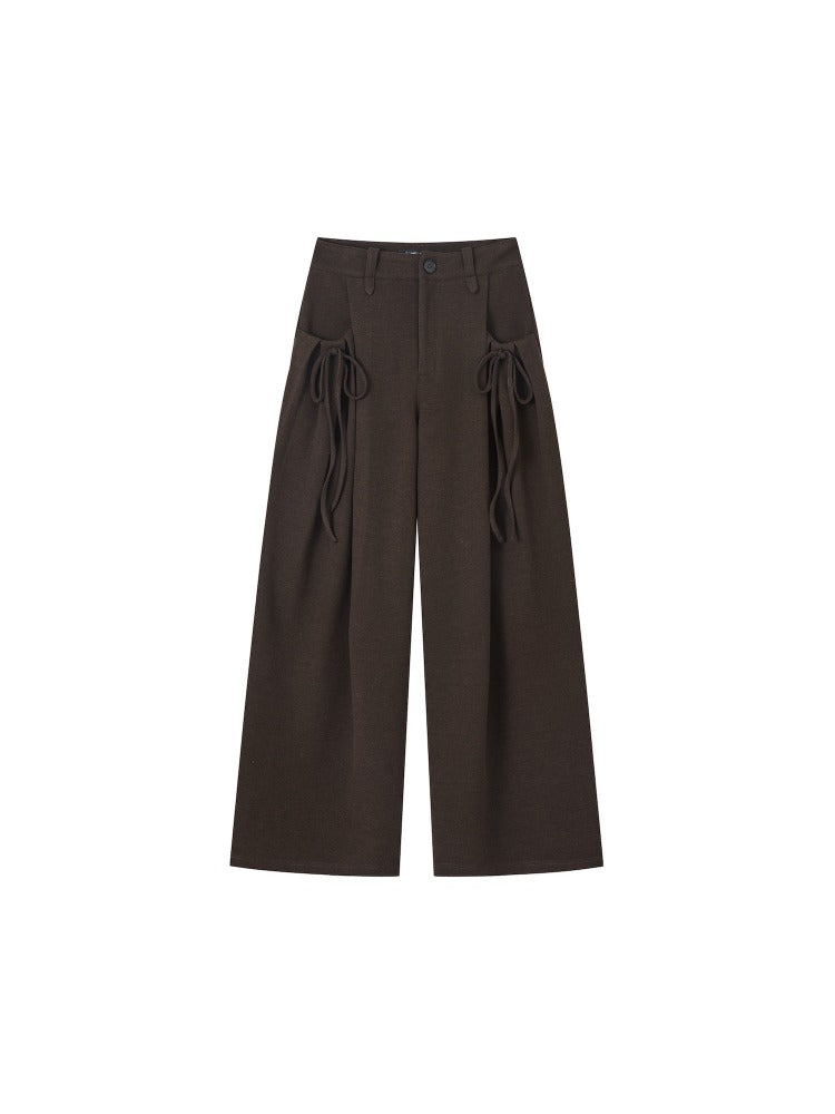 Pleated Bow Wool Pants