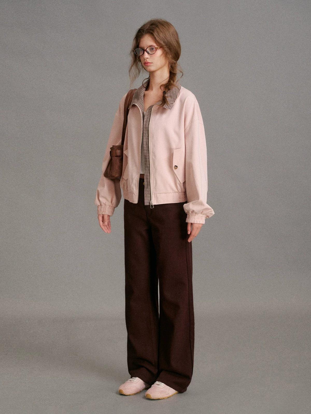 Chocolate Plaid Straight Jeans