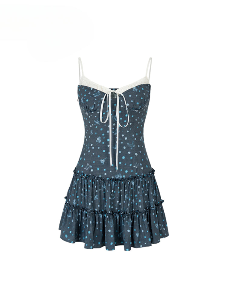 Fake Two-piece Plaid Spliced Cami Dress