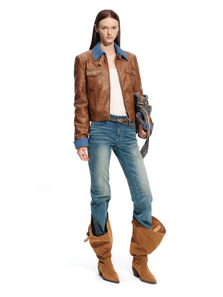 "Rose Series" Faux Shearling PU Leather Jacket