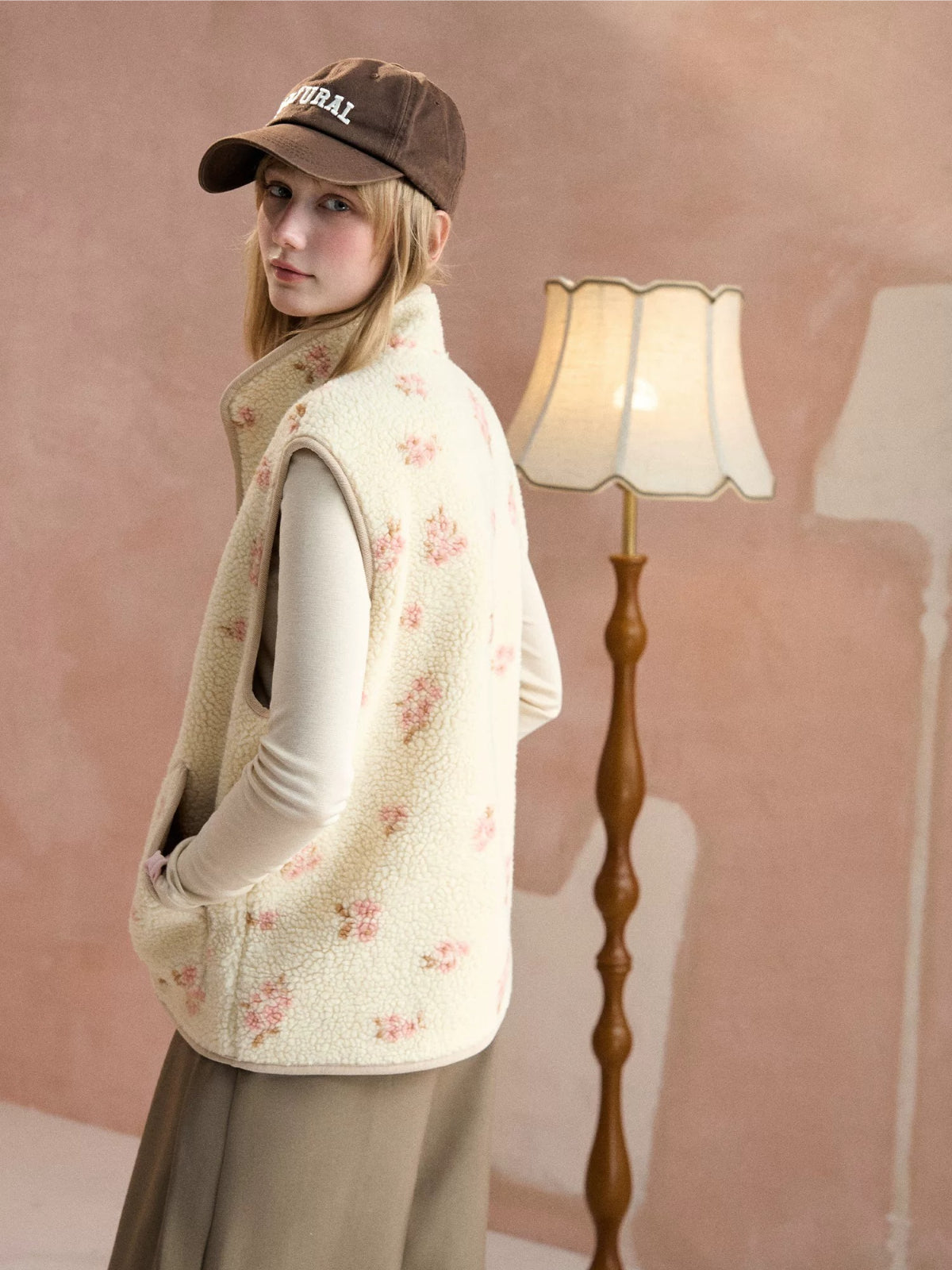 Floral Sherpa Fleece Vest