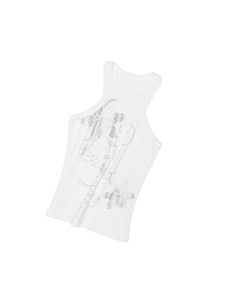 Floral Austrian Rhinestone I-shaped Vest