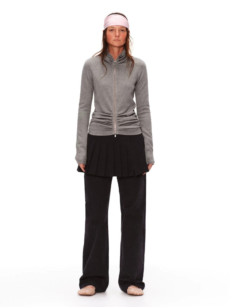 Ruched Zip Sweatshirt