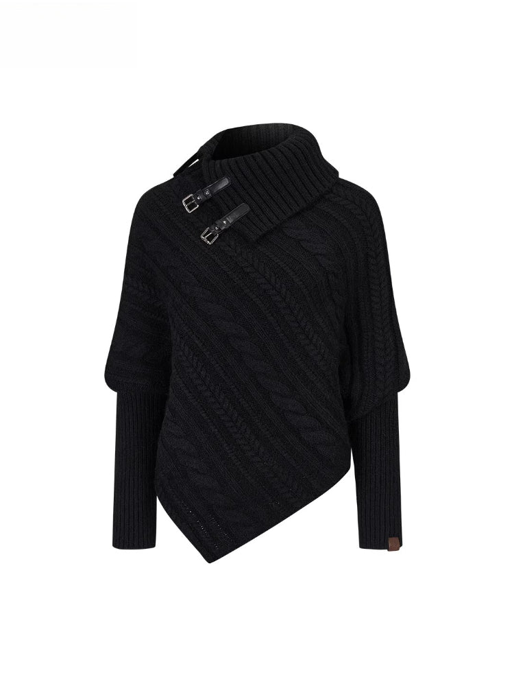 Oversized Cowl Neck Cape Sweater