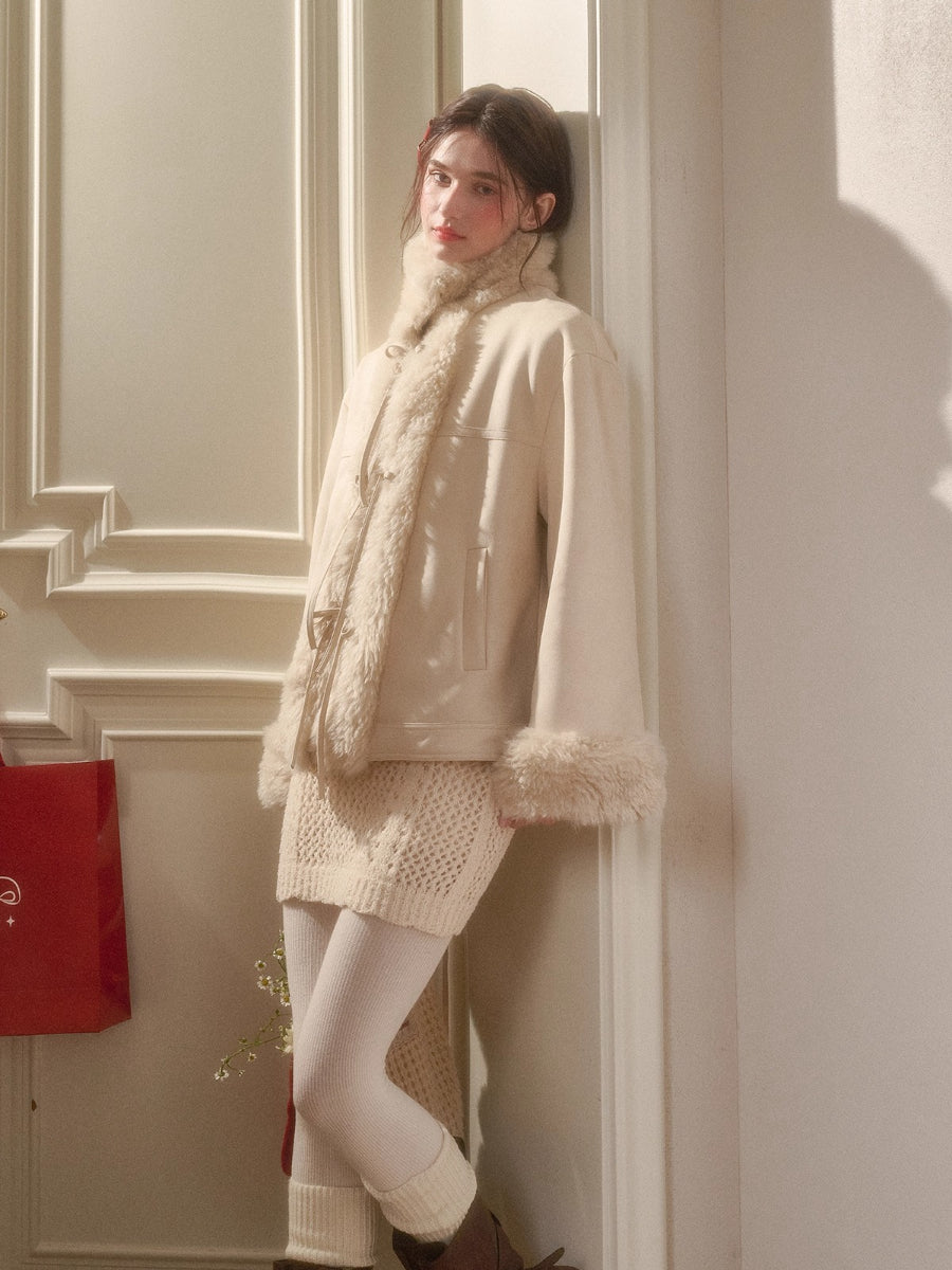 Travel Plan Shearling Fleece-Lined Stand Collar Jacket