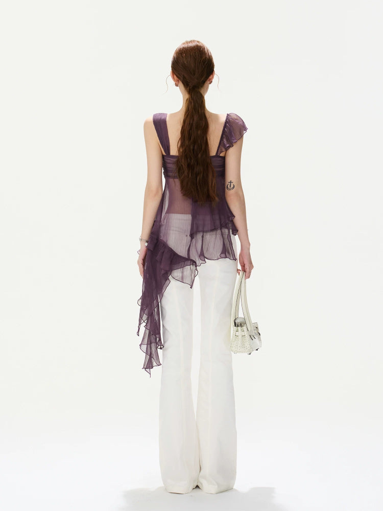 Floral Appliqué Chiffon Cami