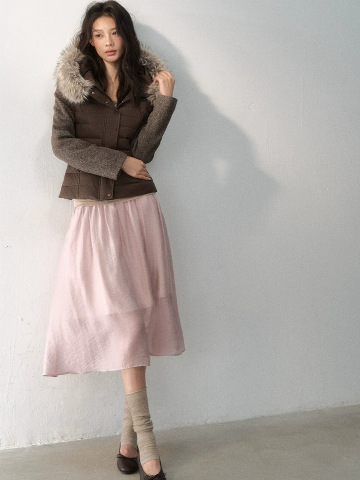 Vintage Layered Pleated Midi Skirt