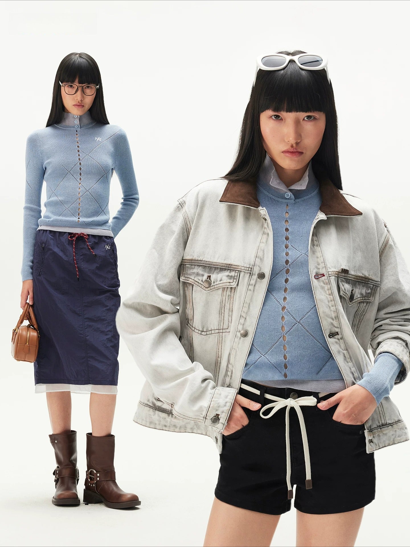Contrast Collar Knit Layered Top