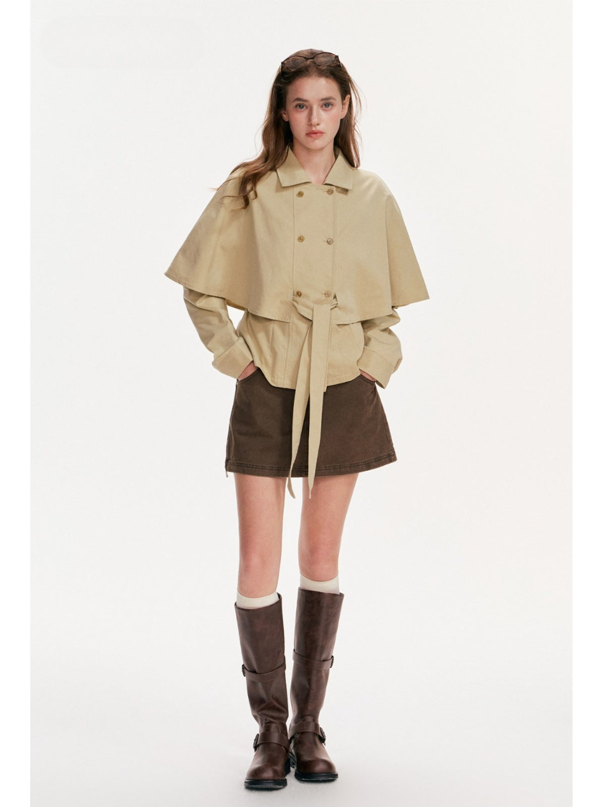Tencel Cotton Napoleonic Cape Trench Coat