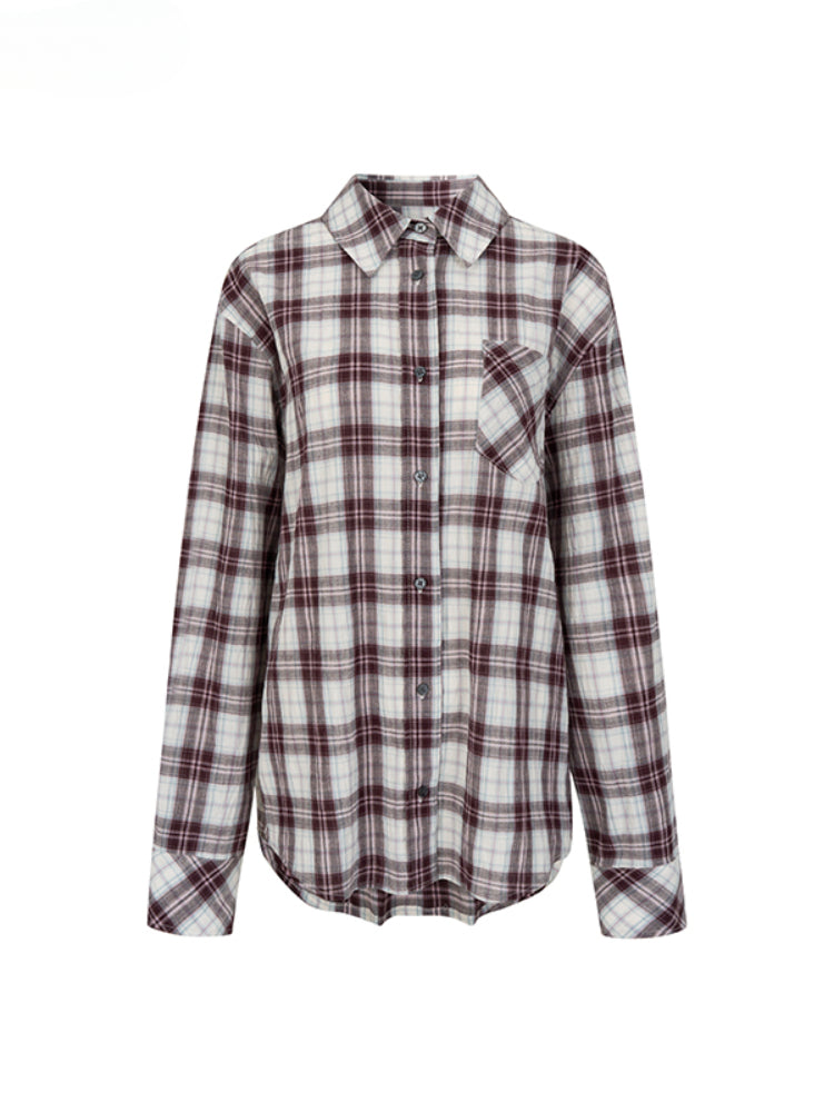 Plaid Design Shirt & Skirt Set