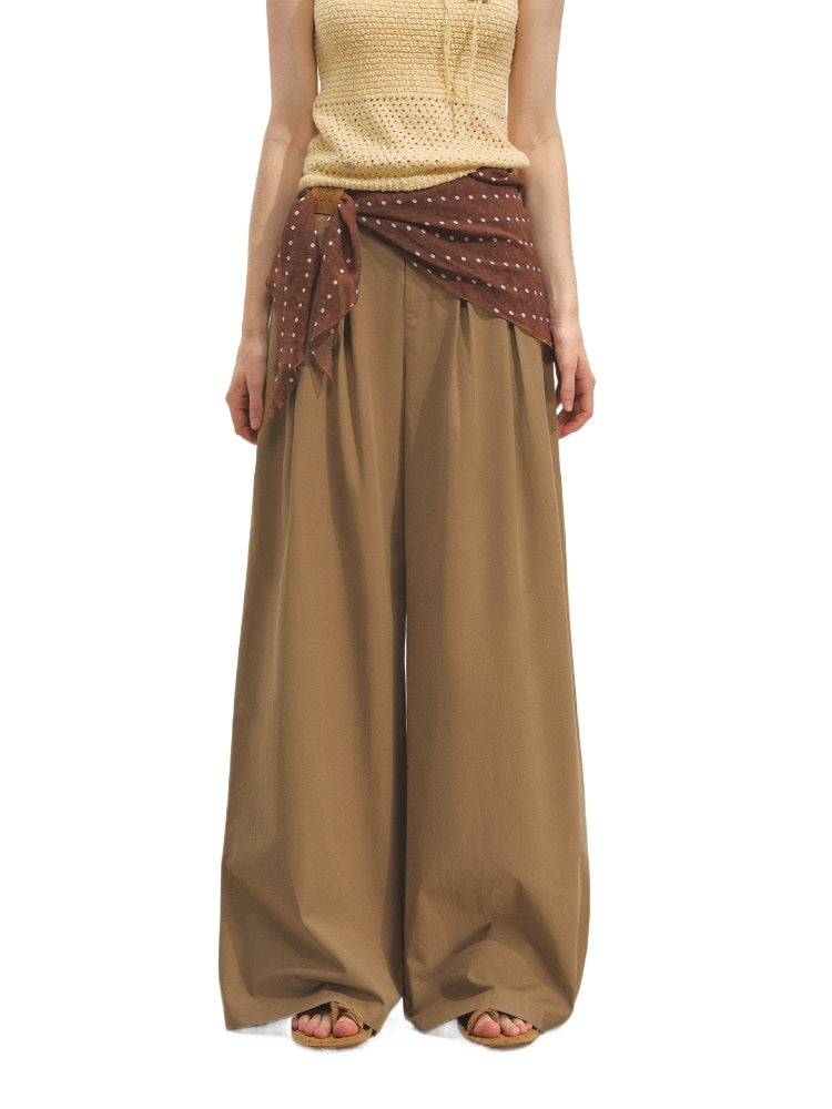 Straight-leg Floor-length Layered Wide-leg Pants