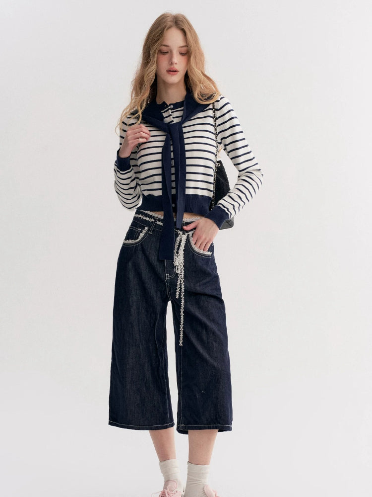 Striped Knit Cape Set