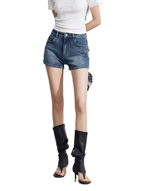 Blue Stud Denim Shorts